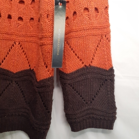BCBGMAXAZRIA Pullover Colorblock Open Knit Oversized Sweater Small - Picture 3 of 10